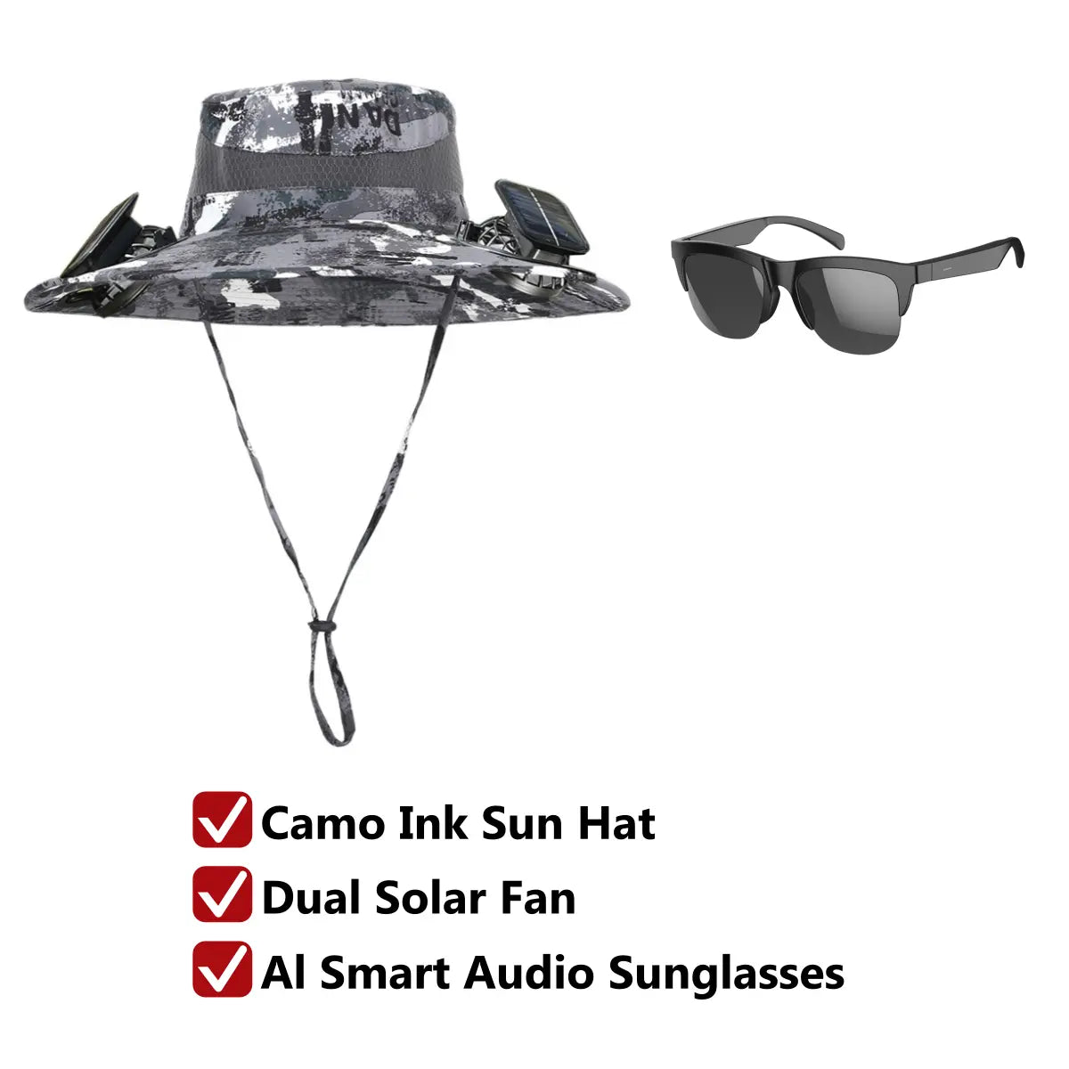 Solar Fan Hat for Men & Women, UPF 50+ Wide Brim Sun Protection Fishing Hat with Built-In Cooling Fan, Dual Power Supply (Solar & USB Rechargeable), Waterproof Outdoor Safari Cap, Breathable Mesh Cooling Gear for Golf, Hiking, Gardening, Camping & Sports