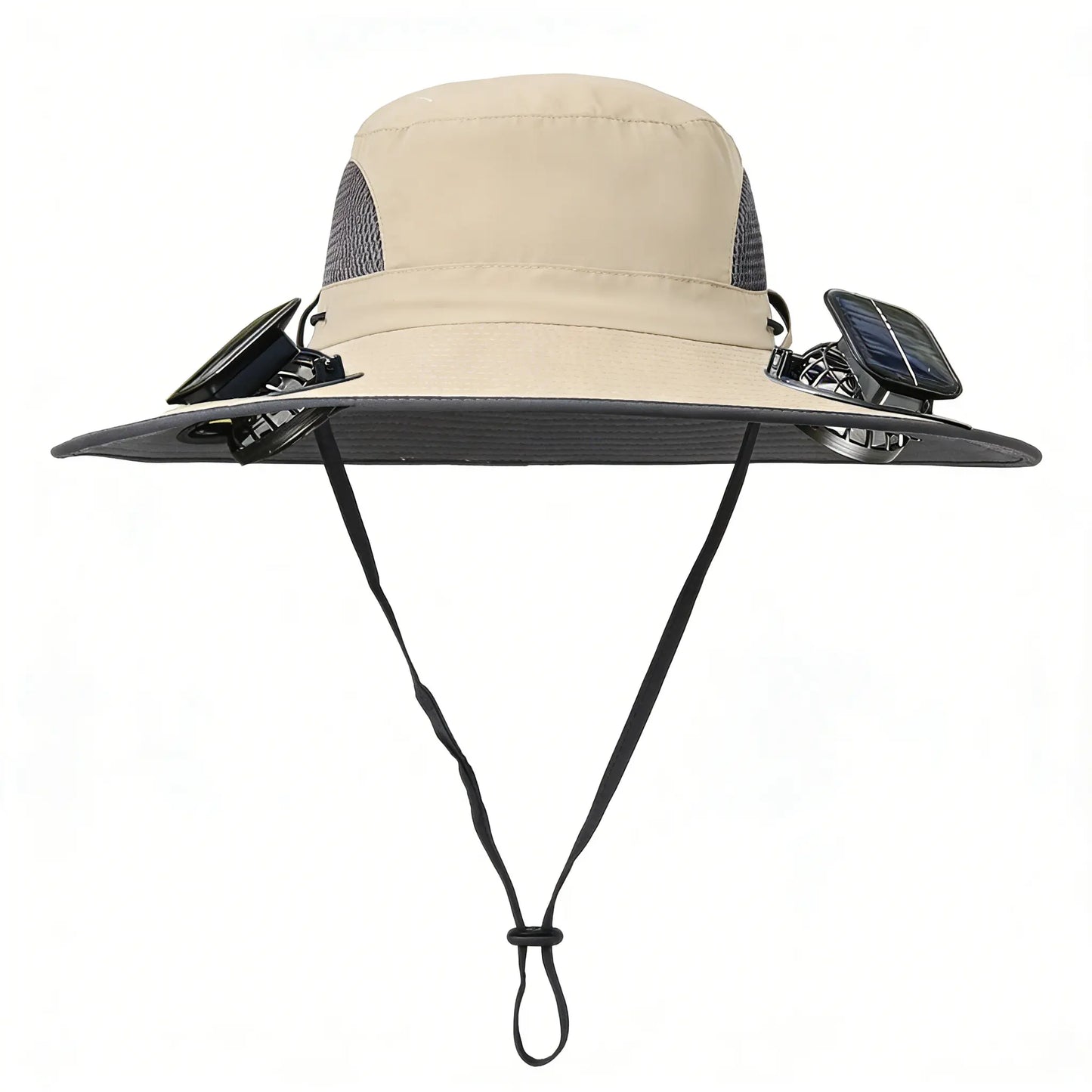 Solar Fan Hat for Men & Women, UPF 50+ Wide Brim Sun Protection Fishing Hat with Built-In Cooling Fan, Dual Power Supply (Solar & USB Rechargeable), Waterproof Outdoor Safari Cap, Breathable Mesh Cooling Gear for Golf, Hiking, Gardening, Camping & Sports