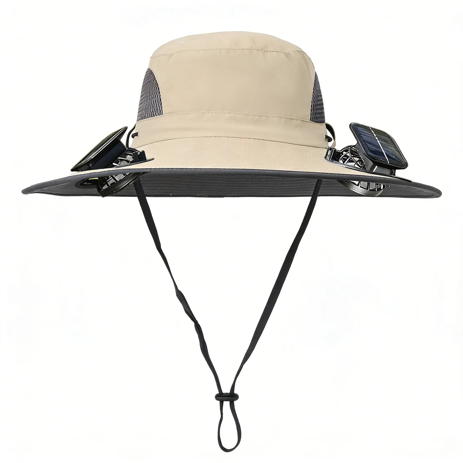Solar Fan Hat for Men & Women, UPF 50+ Wide Brim Sun Protection Fishing Hat with Built-In Cooling Fan, Dual Power Supply (Solar & USB Rechargeable), Waterproof Outdoor Safari Cap, Breathable Mesh Cooling Gear for Golf, Hiking, Gardening, Camping & Sports