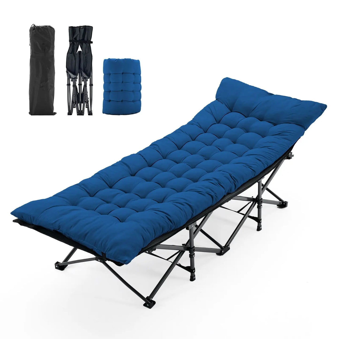 Folding Camping Cot with Mattress, Heavy Duty Folding Sleeping Cot, Portable Bed Cots for Traveling, Camp