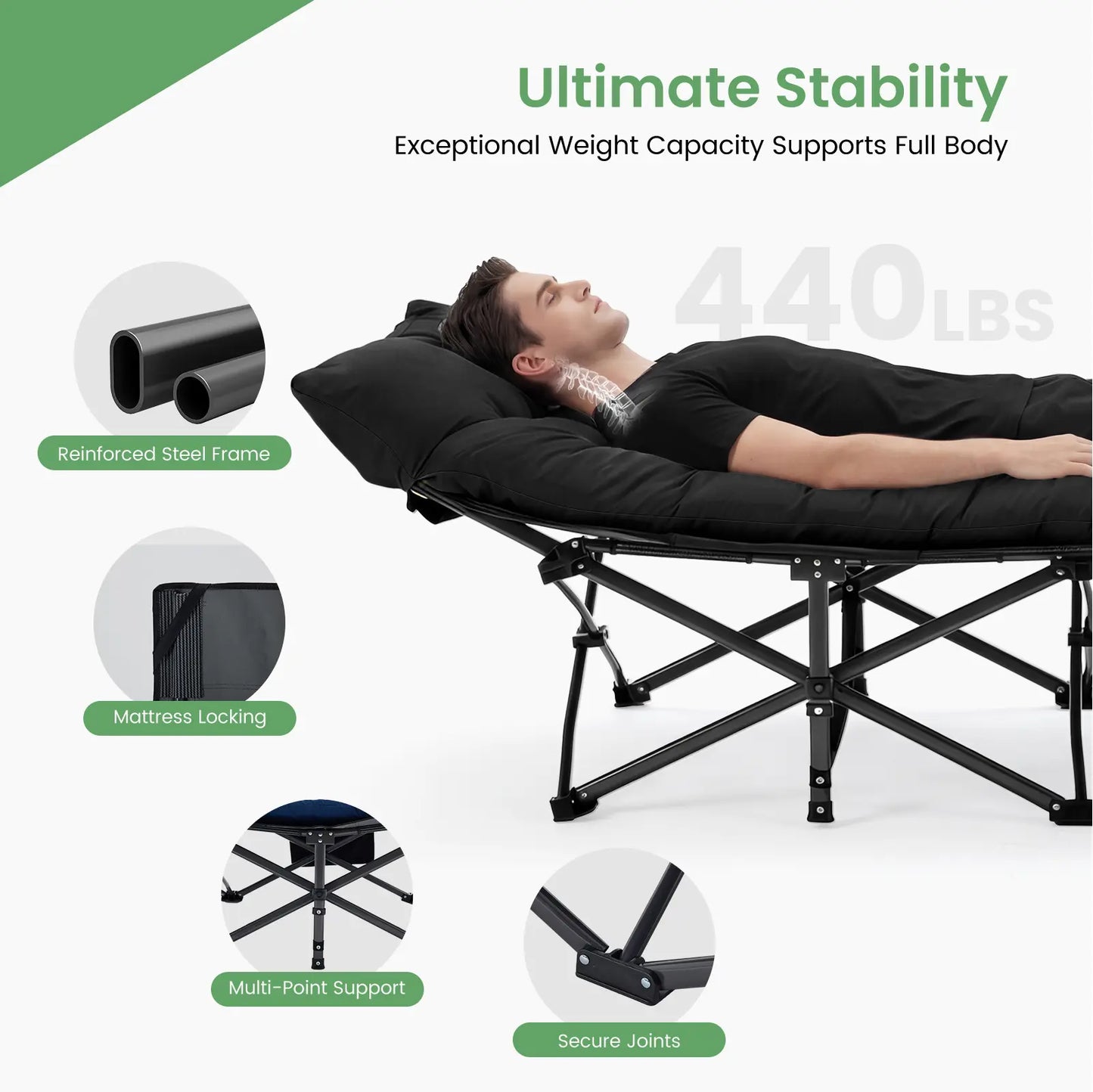 Folding Camping Cot with Mattress, Heavy Duty Folding Sleeping Cot, Portable Bed Cots for Traveling, Camp