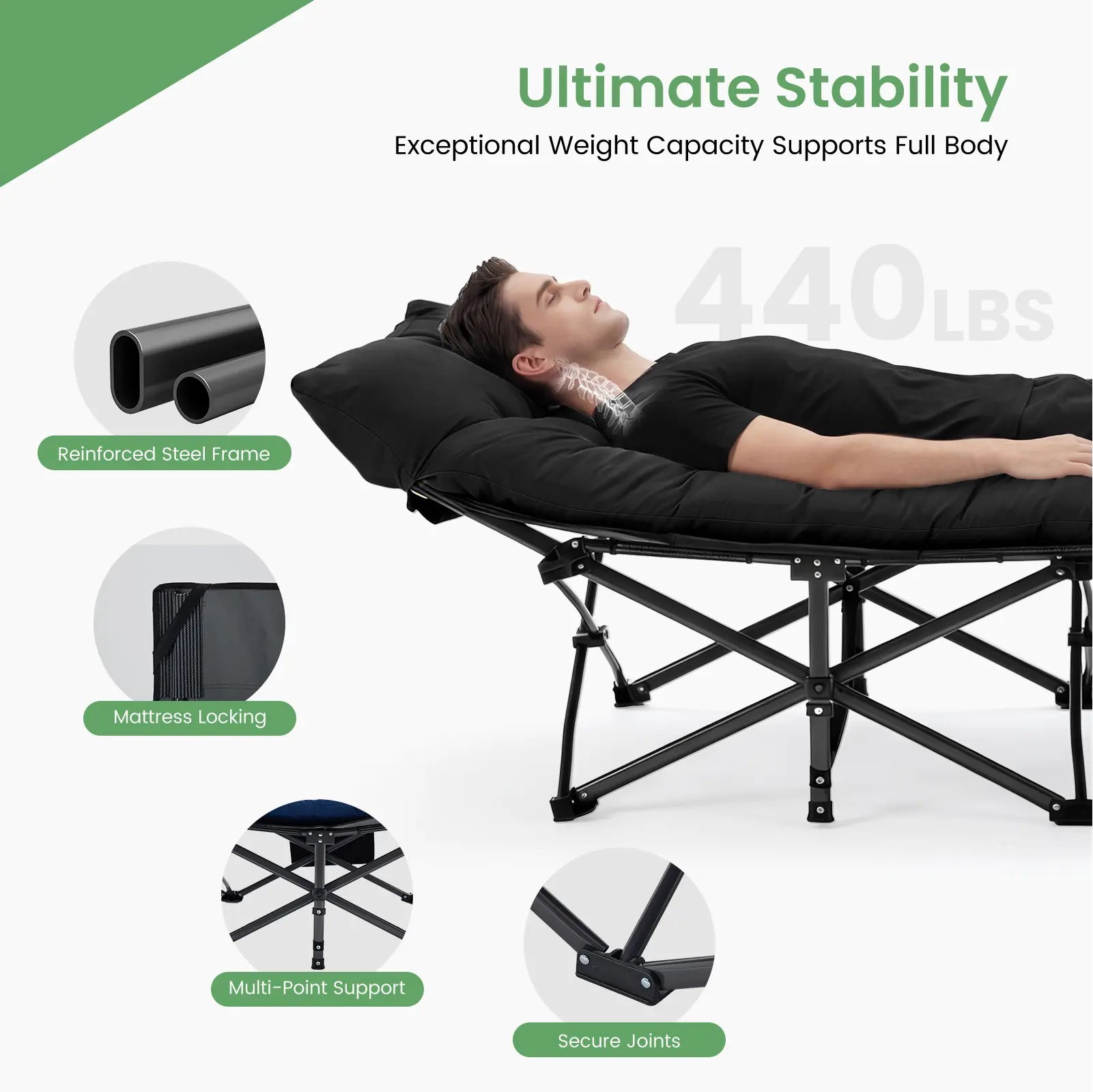Folding Camping Cot with Mattress, Heavy Duty Folding Sleeping Cot, Portable Bed Cots for Traveling, Camp