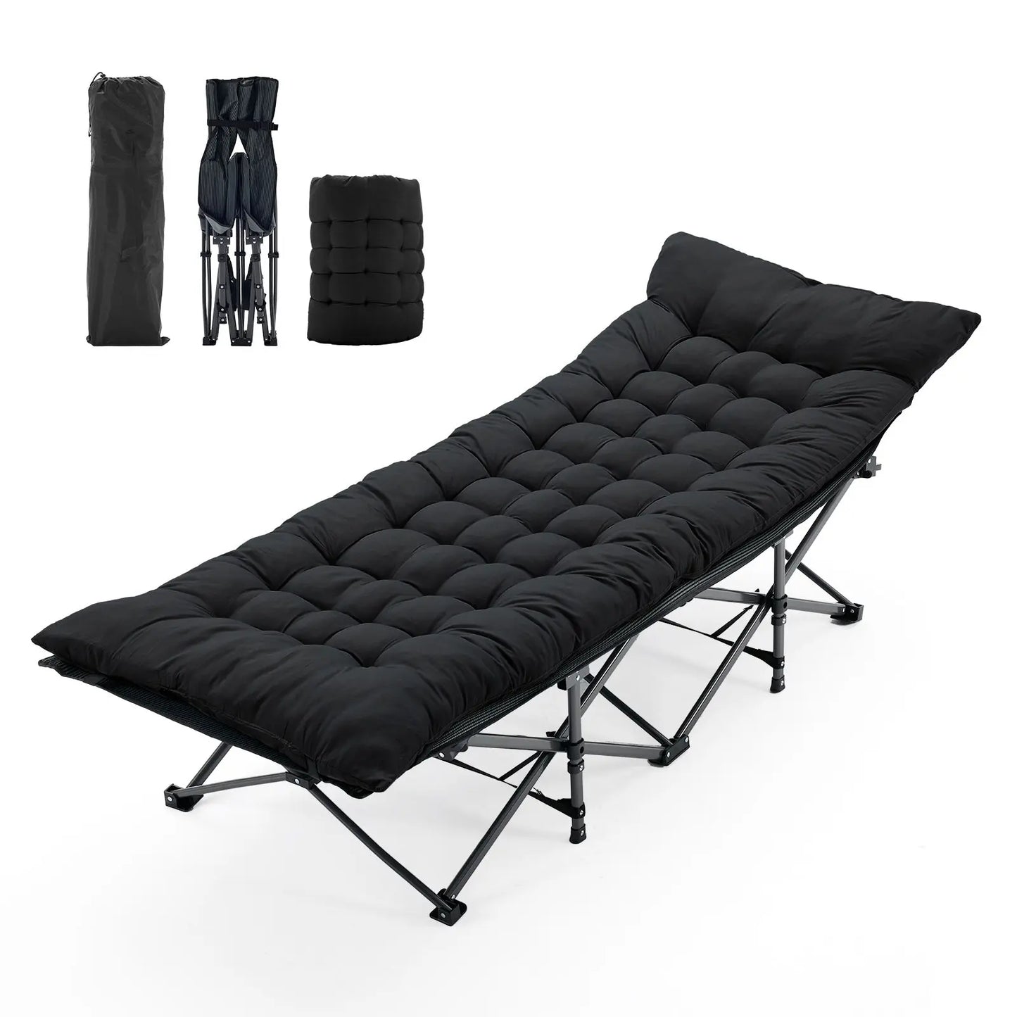 Folding Camping Cot with Mattress, Heavy Duty Folding Sleeping Cot, Portable Bed Cots for Traveling, Camp