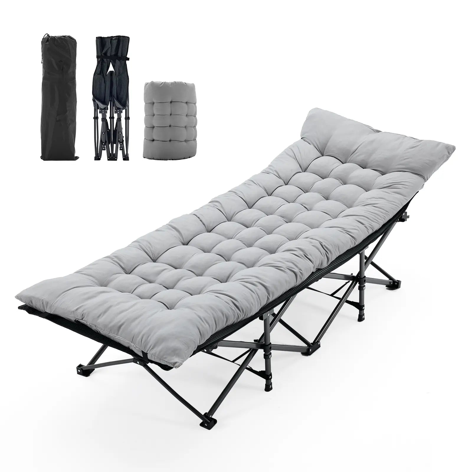 Folding Camping Cot with Mattress, Heavy Duty Folding Sleeping Cot, Portable Bed Cots for Traveling, Camp
