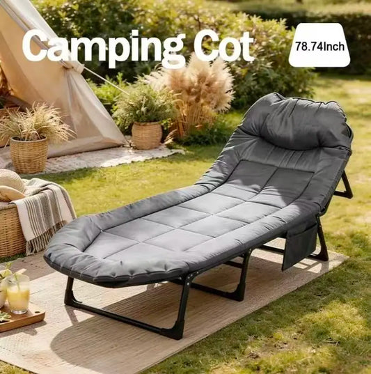 Portable Folding Camping Cot Adjustable Outdoor Cot for Adults Office Lounge Camping Travel Multipurpose Furniture