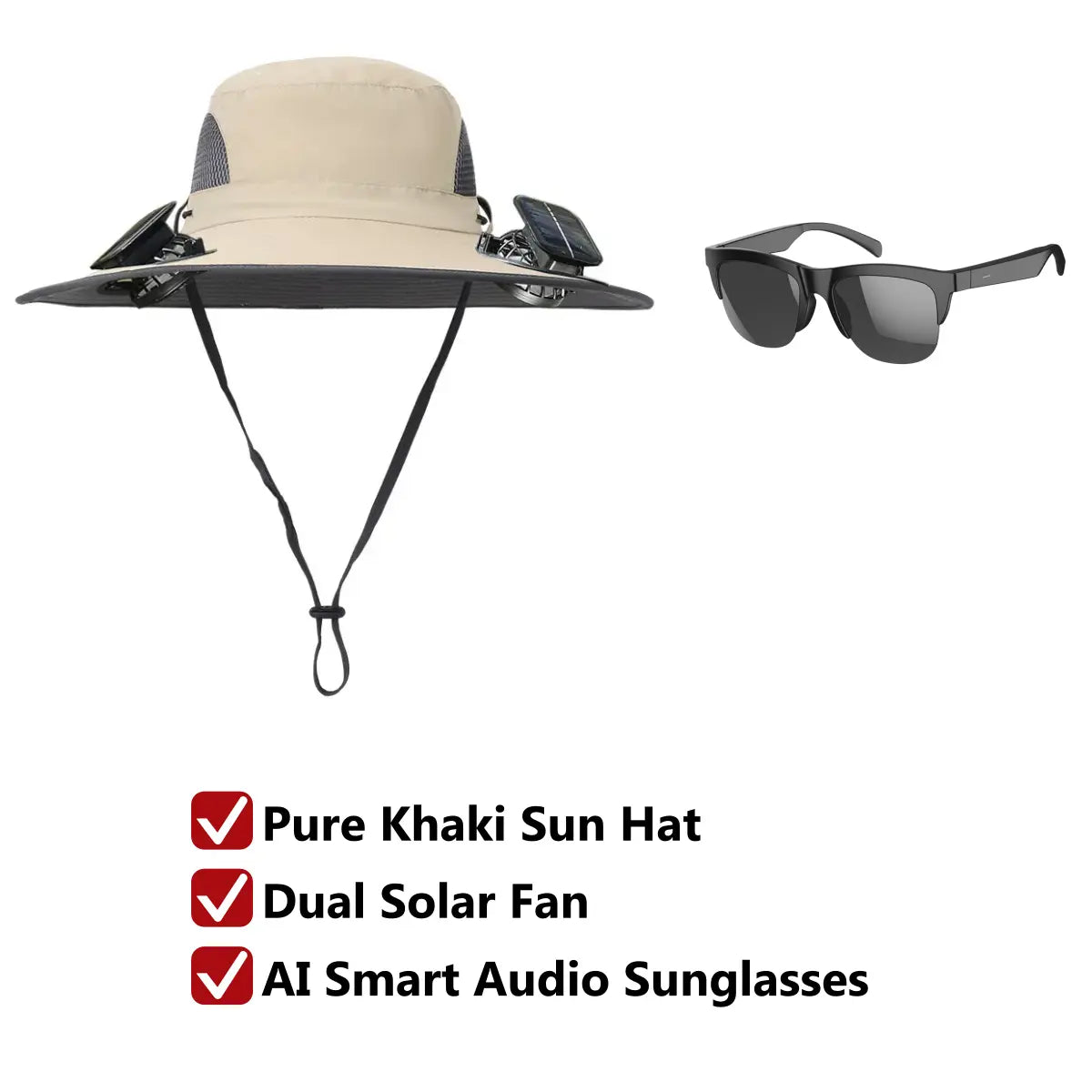 Solar Fan Hat for Men & Women, UPF 50+ Wide Brim Sun Protection Fishing Hat with Built-In Cooling Fan, Dual Power Supply (Solar & USB Rechargeable), Waterproof Outdoor Safari Cap, Breathable Mesh Cooling Gear for Golf, Hiking, Gardening, Camping & Sports