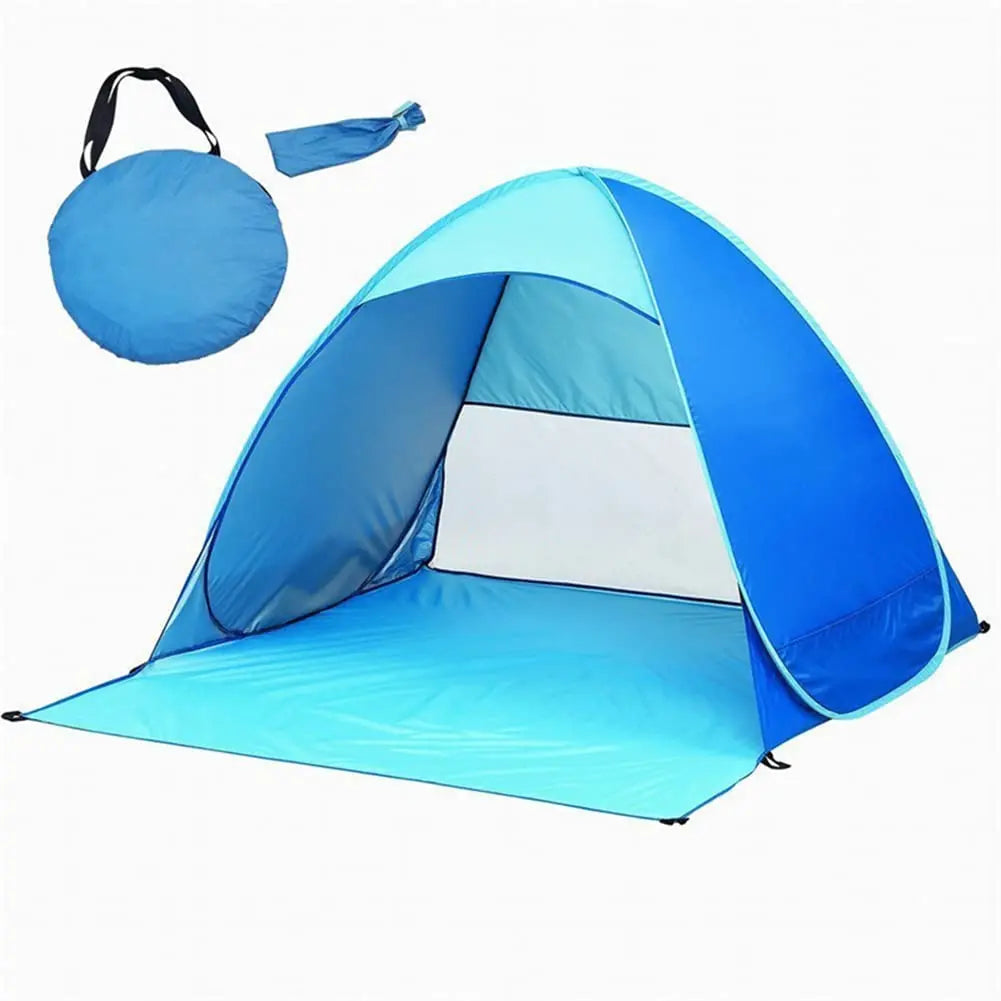 Portable Ultra-Light Beach Shelter Tent for 2-3 People with UV Protection Carrying Bag & Fixing Poles Ideal for Family Beach Days Garden Relaxation or Camping Adventures